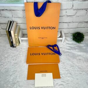 Louis Vuitton Gift Card Box, shopping bag, note card envelope and ribbon set